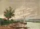 Franz Trautsch, Übigau an der Elbe, Öl auf Leinwand