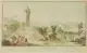 Luigi Rados, Veduta del colosso dies. borromeo sul monte d´arona, Um 1800, Radierung, koloriert
