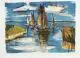 Erhard Hippold, Zeesenboote Hafen Ahrenshoop, 1961, Farblithographie auf "CMS-Fabriano" -Bütten
