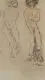 Hans Unger, Zwei weibliche Akte. Wohl um 1913, Farbkreidezeichnung auf festem grauem Papier