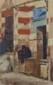 Max Rabes, Lesender vor einem Haus. Cairo, 1889, Öl auf Leinwand