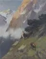 Karl Hanns Taeger, Karl Hans Taeger, Auf dem Gamspfad. Ohne Jahr, Öl auf Leinwand