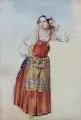 Albert Heinrich Brendel, Italienerin aus der Campagna, Um 1880, Aquarell über Bleistiftzeichnung