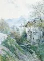 Wilhelm Ritter, Alpenlandschaft im Frühling, 1897, Gouache auf Malpappe