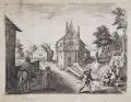 Pierre Aubry, Zwei Dorfansichten. 2. H. 17. Jh, Kupferstiche auf Bütten mit Wasserzeichen (Rankenstab)