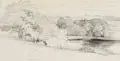 Wilhelm Claudius, Landschaft mit Fluss/ Weg mit Bäumen