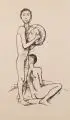 Karl Hofer, Kinder mit Ball, 1945, Lithografie auf bräunlichem Velin