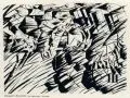 Georg Schrimpf, Drei Pferde, 1916, Holzschnitt