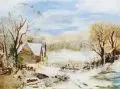 Mason Jackson, (zugeschr.), Winteridyll mit Gehöft, 1892, Öl auf Leinwand