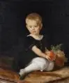 Carl Müller, (zugeschr.), Bildnis eines sitzenden Knaben mit Früchten, Wohl 1857, Öl auf Leinwand