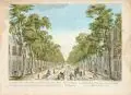 Daumont, Pariser Boulevard. Wohl 2. H. 18. Jh, Altkolorierter Kupferstich