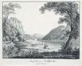 Johann David Grüson, Aussicht von Wehlstädtel nach Raden, Lithographie auf chamoisfarbenem Bütten