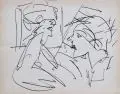 Zwei im Gespräch. 1924- 1926 by Ernst Ludwig Kirchner, Federzeichnung in schwarzer Tusche auf glattem, chamoisfarbenen Papier mit roter Blattkante, sold Dec 2009