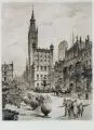 Bernhard Mannfeld, Langer Markt in Danzig, Um 1900, Radierung auf China, auf Kupferdruck-Papier aufgewalzt