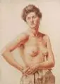 Max Handrick, Weiblicher Dreiviertelakt, Um 1900, Farbstiftzeichnung