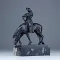 Ritter mit seiner Harfe. Wohl um 1900 by Albert Hinrich Hussmann, Bronze, gegossen, schwarz patiniert, sold Dec 2009