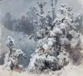 Bernhard Mühlig, (zugeschr.), Gehölz im Winter, 1865, Öl auf Papier