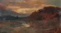 Bernhard Mühlig, Abend im Moor, Um 1870, Öl auf Malpappe, auf Untersatzkarton kaschiert