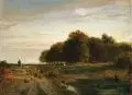 Carl Gustav Adolf Thomas, Adolph Thomas, Schäfer mit seiner Herde an einem Teich, 1882, Öl auf Malpappe