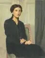 Hermann Lange, Junge Dame im schwarzen Kleid, Öl auf Leinwand