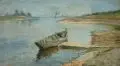 Gustav Adolf Thamm, (zugeschr.), Bootssteg an der Elbe. Anfang 20. Jh