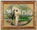 Johannes Raphael Wehle, Paar im Park, 1925, Öl auf Leinwand im Oval