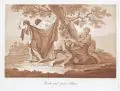 Johann Friedrich Bause, Noah und seine Söhne, Radierung und Mezzotinto nach Adam Friedrich Oeser