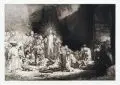 Rembrandt Harmenszoon van Rijn, Christus heilt die Kranken, Radierung auf Bütten