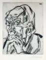 Peter August Böckstiegel, Alter Bauer, 1922, Kaltnadelradierung