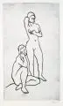 Erhard Hippold, Zwei Akte, 1955, Radierung auf festem, bräunlichen Papier