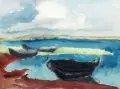Gussy Hippold-Ahnert, Ruderboote am Seeufer