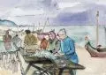 Gussy Hippold-Ahnert, Fischmarkt am Strand. Ohne Jahr
