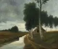 ? Bähr, Birken am Kanal. Wohl um 1900, Öl auf Leinwand