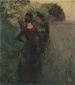 Ludwig Dettmann, Im Gespräch, 1902, Öl auf Leinwand, auf Malpappe kaschiert