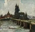 Ernst Kolbe, Dresden - Blick auf Augustusbrücke und Hofkirche. 1. H. 20. Jh, Öl auf Leinwand