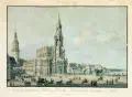 Ernst Arnold, Ansicht der katholischen Kirche zu Dresden, Kolorierte Umrißradierung