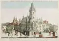 Johann Christoph Nabholz, Das Altstädter Rathaus zu Prag. 2. H. 18. Jh, Altkolorierter Kupferstich