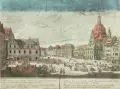 Georg Balthasar Probst, / Johann Jakob Stelzer, Platz der Großen Garde mit Dresdner Gewandhaus und Frauenkirche