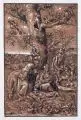 Hugo Bürkner, Ruhe auf der Flucht nach Ägypten, Um 1880, Farbholzschnitt nach einem Holzschnitt von Lucas Cranach aus dem Jahr 1509, im Stock u.re. dessen Monogramm