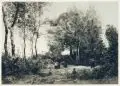 Jean-Baptiste Camille Corot, Frauen am Brunnen, 1891, Radierung auf chamoisfarbenem Bütten