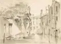 Christian Jank, Venedig, 1856, Bleistiftzeichnung, laviert