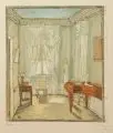 Margarethe Geibel, Margarete Geibel, Musikzimmer im Wittumspalais, Um 1910, Farbholzschnitt auf Japan