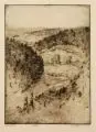 Hermann Kätelhön, / Arthur Henne. Drei Bäume in einer Landschaft/ Bewaldetes Tal, Um 1915, Radierungen. "Drei Bäume " unterhalb der Darstellung in Blei signiert "Hermann Kätelhön", u.li