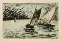 Erhard Hippold, Stürmische See, Lithographien, aquarelliert/ Zinkografie