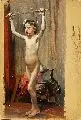 Erich Kips, Stehender Mädchenakt, Um 1920, Öl auf Malpappe