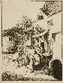Adriaen van Ostade, Der bucklige Violinspieler, 1654, Radierung auf Bütten mit Wasserzeichen