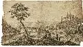 Johann Alexander Thiele, Alt-Meißen mit Elbbrücke. 1. H. 18. Jh, Radierung