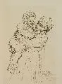 Clement de Jonghe, Lea Grundig-Langer, Mutter mit Kleinkind auf dem Arm, 1953, Federzeichnung in grauer Tusche auf Velin