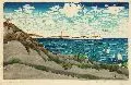Küstenlandschaft mit Leuchttum/ Stadt mit Dom am Fluß . 1912/ 1916 by Siegfried Berndt, Farbholzschnitt. / Holzschnitt auf dünnem Bütten, sold Mar 2009
