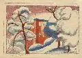 Winterlandschaft mit dem Berghotel by Siegfried Berndt, 1916, Farbholzschnitt auf gelblich-gräulichem Japan-Bütten, sold Mar 2009